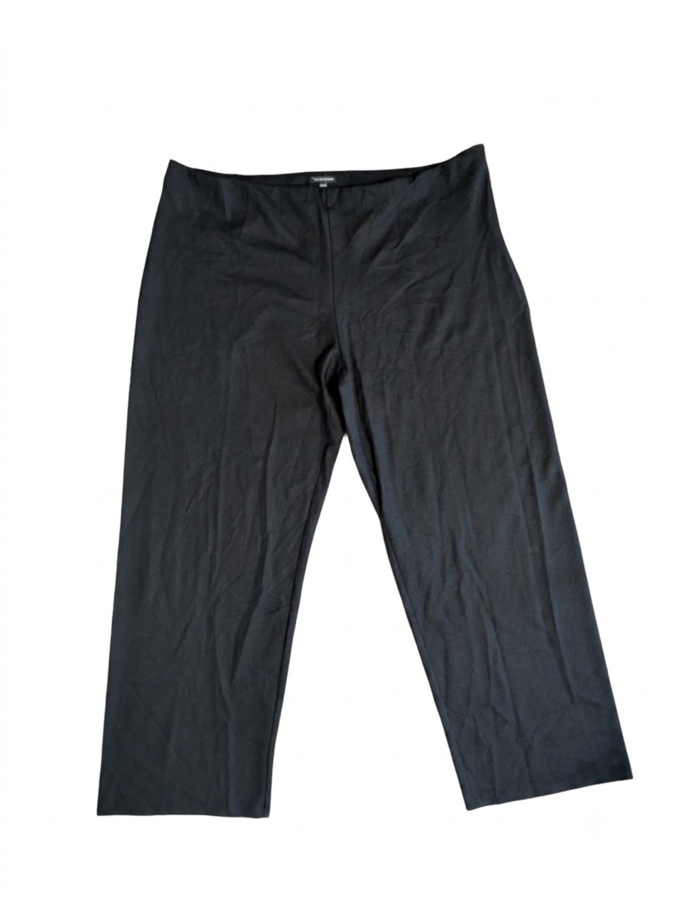 Eileen Fisher 2X Black 100% Wool Wide Leg Pants Black Side Zip Minimalist Fall